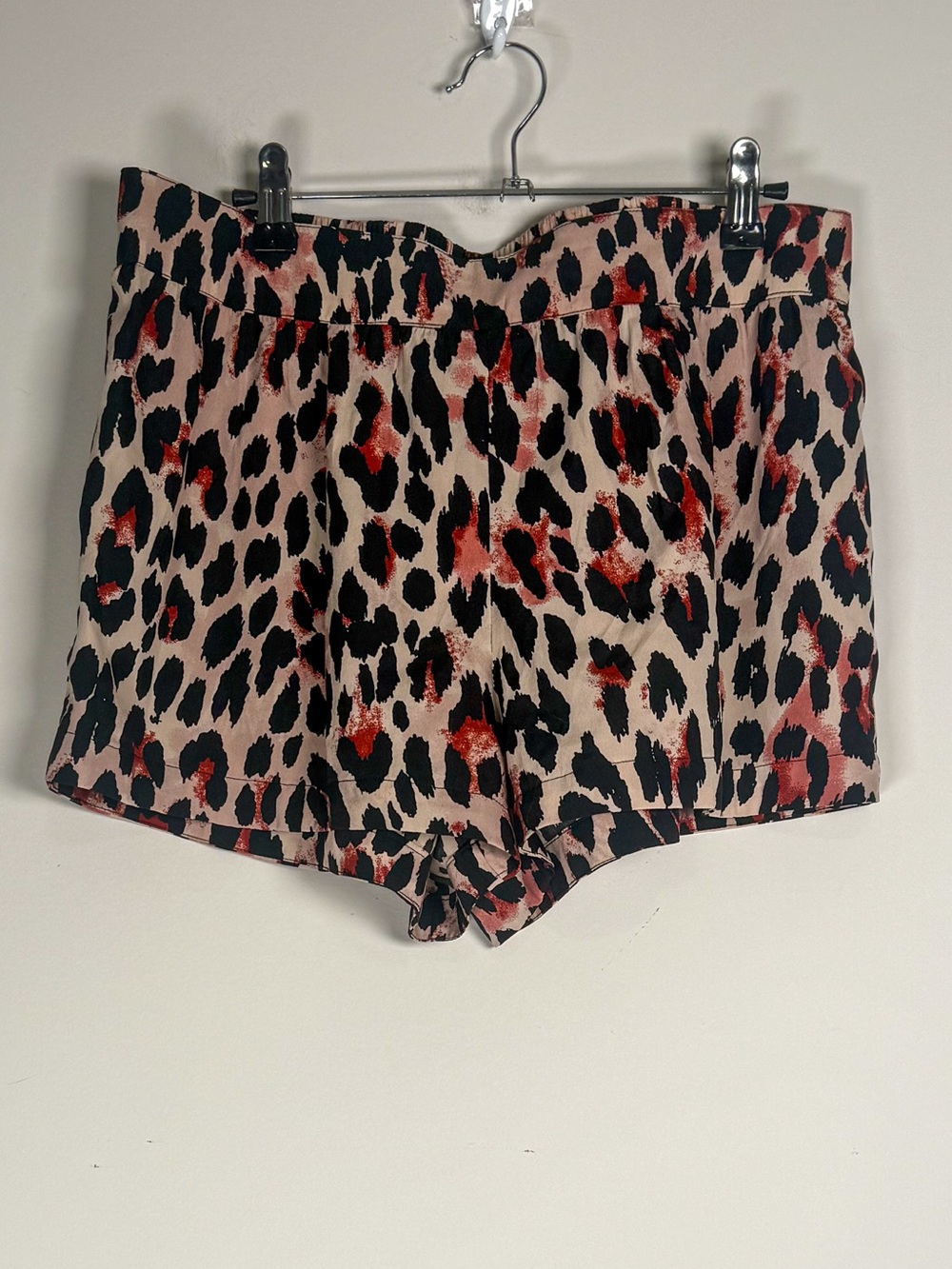 City Streets Leopard Print Shorts in Pink and Black with Red Accents